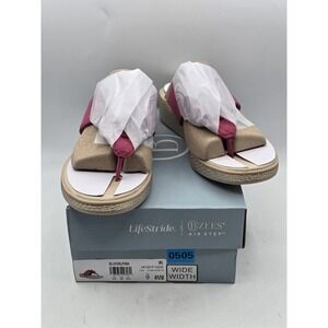 Bzees for LifeStride Women's Bloom Wedge Sandal Pink - Sz 9 W Wide NIB